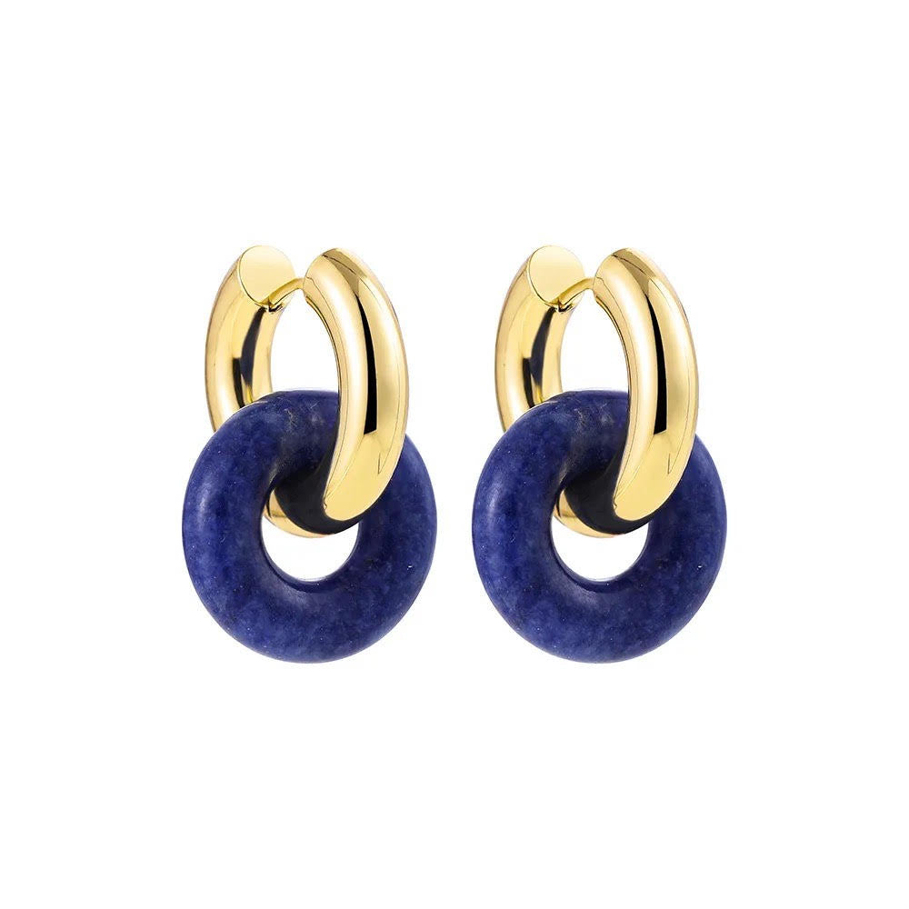 "Boucles d'oreilles en acier inoxydable et pierre"